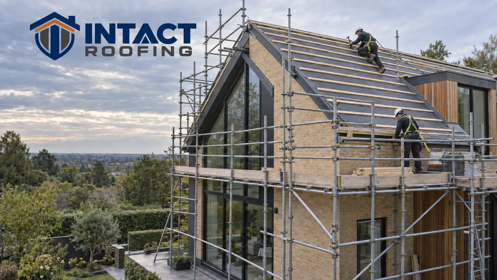 Completed roof works viewed from the garden